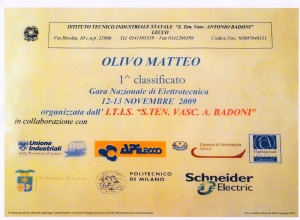 Attestato al 1° Classificato